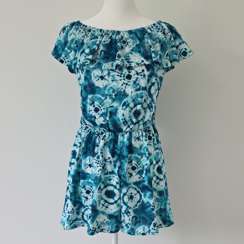 Women's Joe Boxer Blue White Tie-Dye Romper Size XL